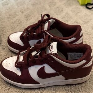 Nike Kids Burgundy and White Sneakers